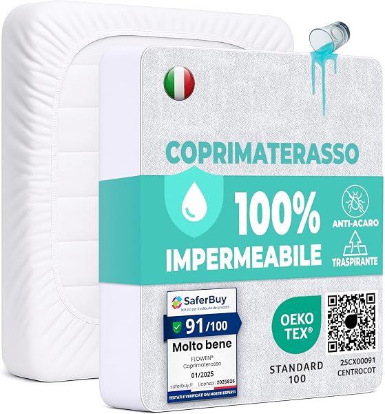 Coprimaterasso Matrimoniale Impermeabile 160x200 cm Lenzuolo con Angoli Bianco in Cotone e Microfibra Protezione per Letto Salva Materasso Traversa Traspirante Anallergico Lavabile in Lavatrice - 1