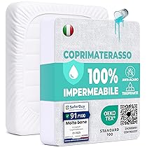 Coprimaterasso Matrimoniale Impermeabile 160×200 cm Lenzuolo con Angoli Bianco in Cotone e Microfibra Protezione per Letto Salva Materasso Traversa Traspirante Anallergico Lavabile in Lavatrice
