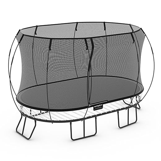 Springfree Trampoline O92 Kids Large Oval 8 by 13 Foot Trampoline w/ Safety Enclosure Net and SoftEdge Jump Bounce Mat for Outdoor Backyard Bouncing