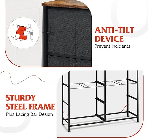 Miniatura 8 de WLIVE Cómoda para dormitorio con 8 cajones, cómoda de tela ancha para almacenamiento y organización, cómodas de dormitorio, cajonera para sala de