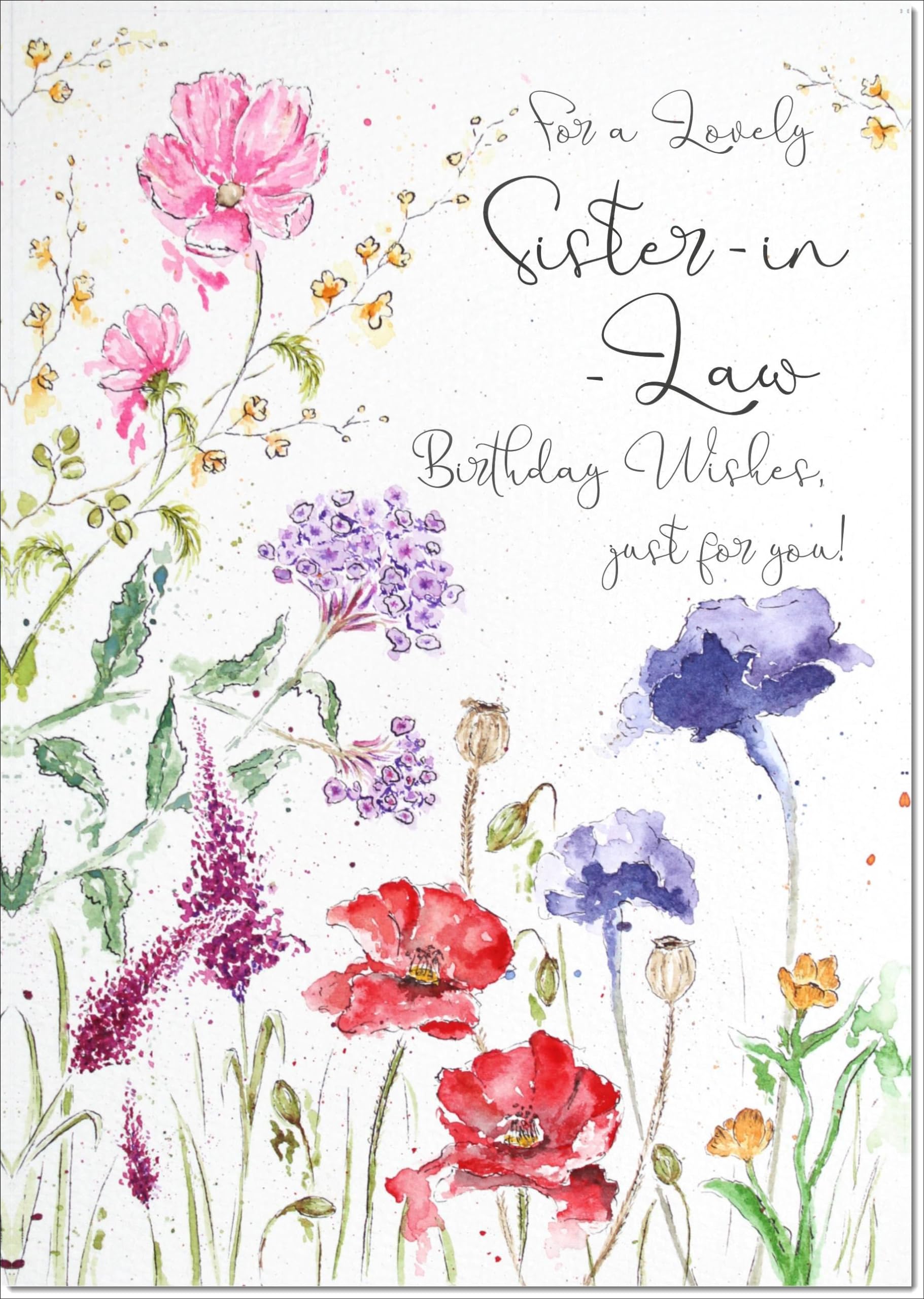 doodlecards Sister-in-Law Birthday Card Wildflowers Spring Flowers Large A4 Size with Plain Envelope — image 1
