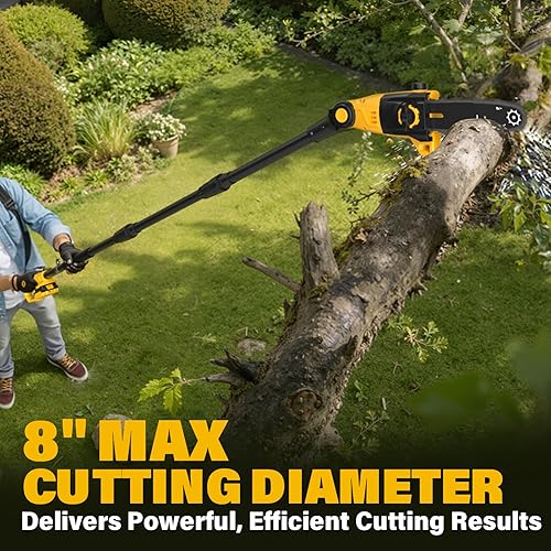 Miniatura 3 de ZEGJAW Sierra de poste inalámbrica de 8 pulgadas y recortadora de setos de poste de 18 pulgadas 2 en 1, alcance máximo de 15 pies, motosierra de