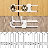 Jetec 10-Pack U-Shaped Cabinet Locks for Babies - Adjustable Childproof Drawer Latches for Knobs, Handles, Kitchen Cupboards (White)