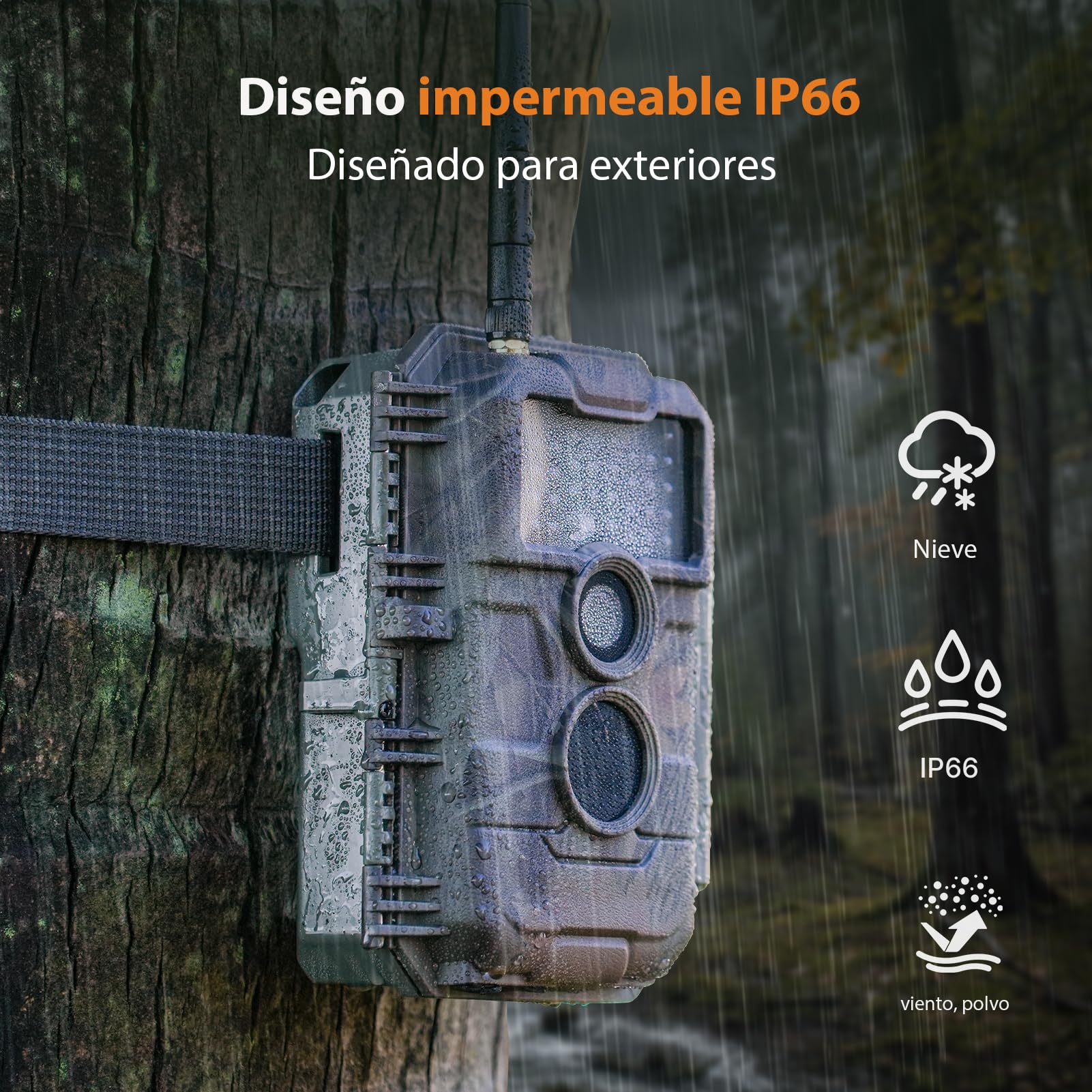 GardePro E6 Câmaras de Caça WiFi con Antena y App 48MP 1296P H.264 Vidéo, Camara Fototrampeo con Alcance de Visión Nocturna de 25m y Amplio Campo de Visión de 110°