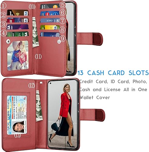 Miniatura 8 de Tekcoo Funda tipo cartera para Moto G Stylus 2021 4G  para Motorola Moto G Stylus 2021 4G, funda de piel sintética de lujo con ranuras para tarjetas