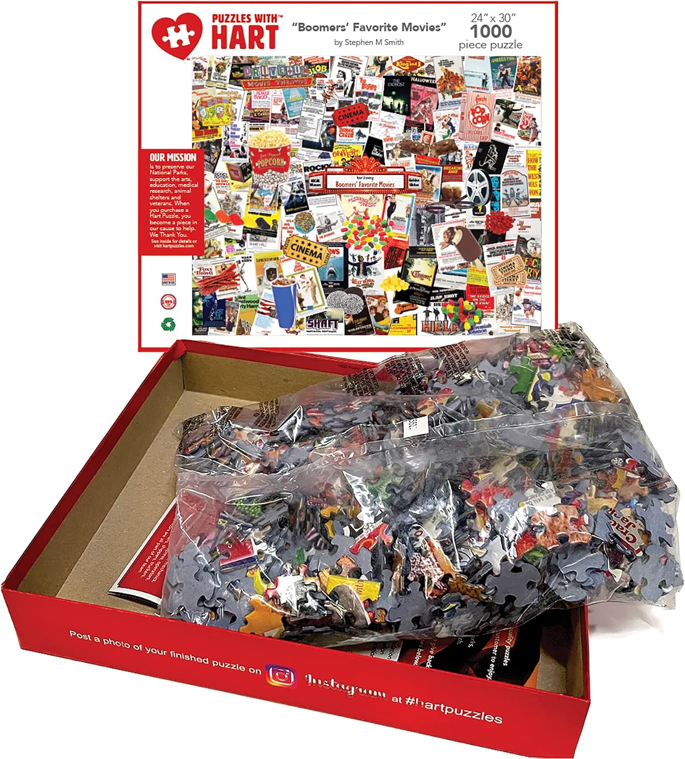 Boomers' Favorite Movies by Steve Smith, 24" x 30", 1000 Piece Puzzle, Multi