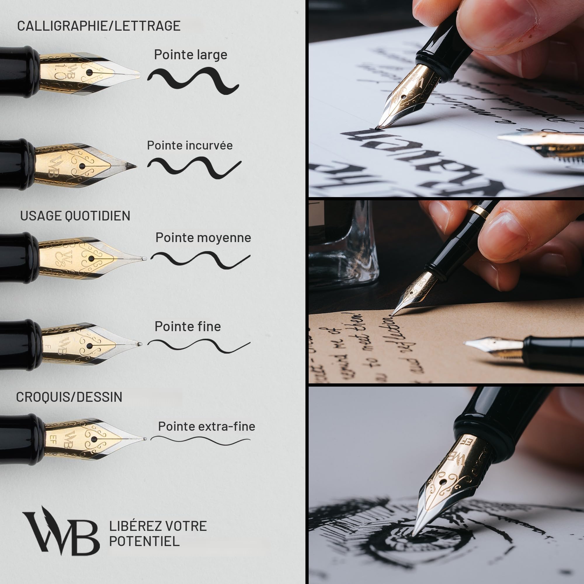 Wordsworth & Black Kit stylo plume, Plume moyenne, Comprend 24 cartouches d'encre et convertisseur de recharge d'encre, Coffret cadeau, Journalisation, Calligraphie, [Chrome argenté]