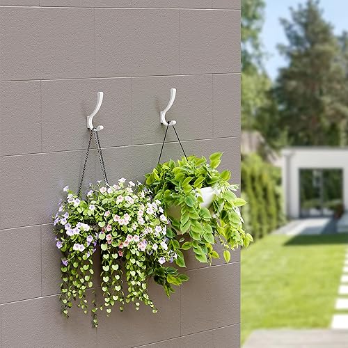 Miniatura 9 de Paquete de 4 ganchos de pared grandes blancos para colgar resistentes, ganchos de pared para colgar abrigos, mochilas, bolsos, toallas
