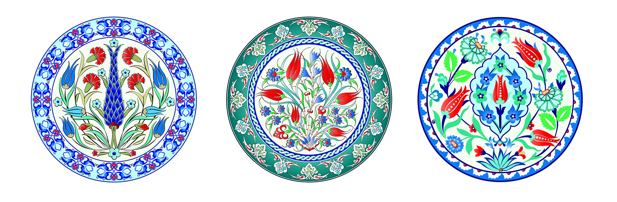 REAL ART Wall Hanging Ceramic Plate 7' - 3 pcs Set Gift Packing Multicolor (Design 6)