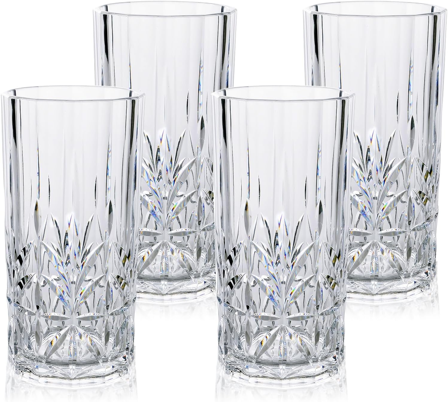 Shatterproof Tritan Plastic Tall Tumbler, Set of 4, 18oz - Myrtle Beach Drinking Glasses - Unbreakable Drinking Glasses for Parties - BPA Free - Clear