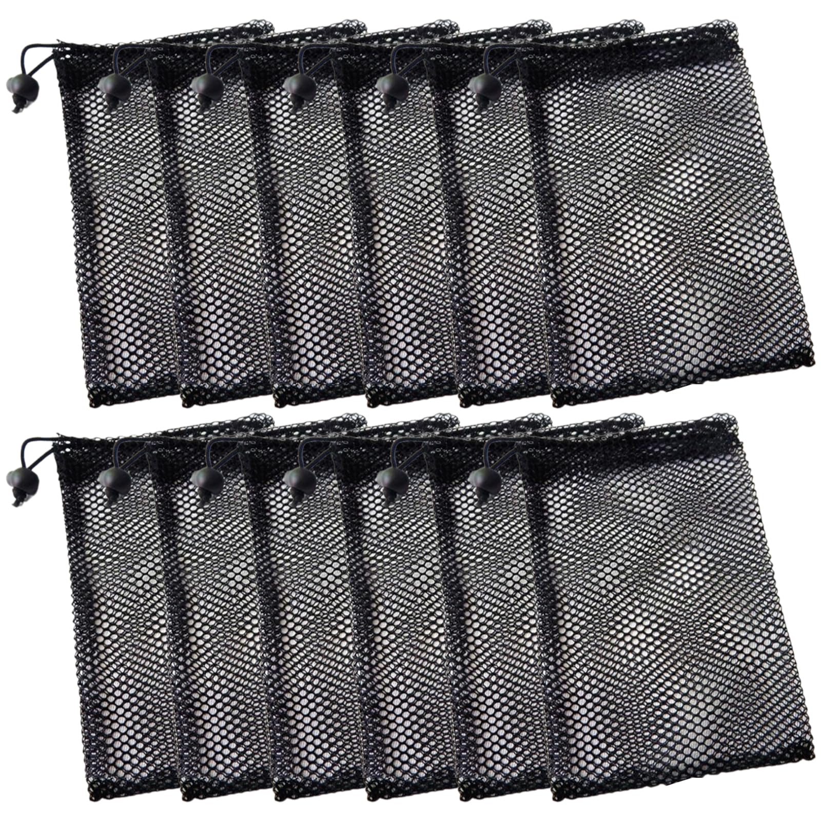 10PCS Compact Black Nylon Mesh Pouches with Drawstrings – 15x20cm Mini Travel Organizers, Breathable Storage Sacks for Essentials