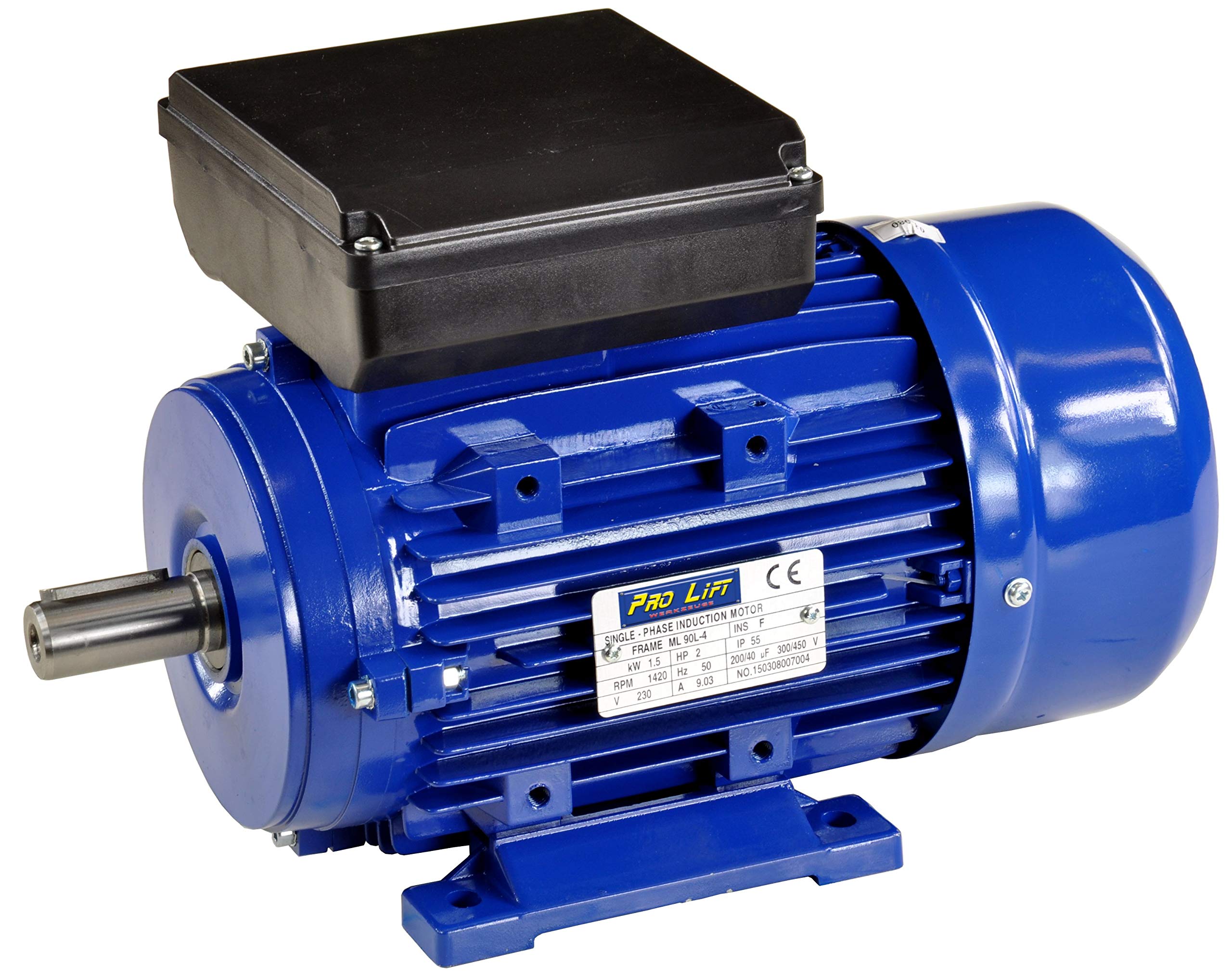 Motor eléctrico de 1 fase (1,5 kW, 230 V, 1420 U/min, motor industrial B3, 1500 W)