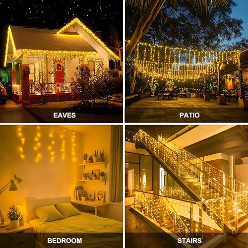Miniatura 7 de Luces LED de carámbano para decoraciones de Navidad al aire libre, 78.7 pies, 800 luces LED de hadas de Navidad con temporizador y función de