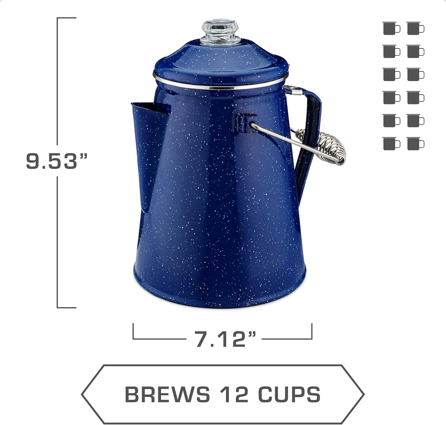 COLETTI Classic Enamel Percolator Coffee Pot (Blue, 12 Cup) — The Original Camping Coffee Maker Made Modern — Essential for the Campsite Brewmaster 4 8122Wy7razL. AC SL1500