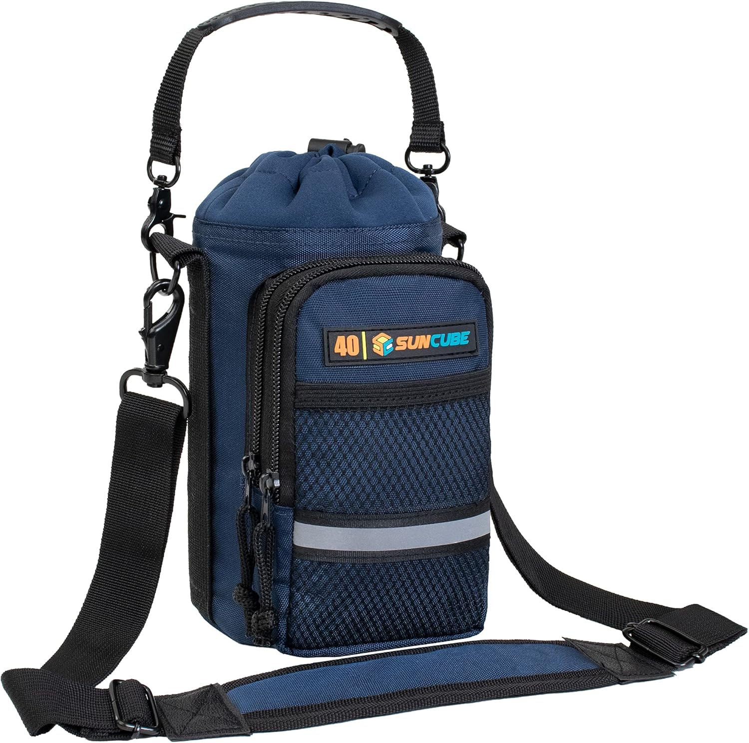 SUN CUBE Water Bottle Carrier with Strap, Insulated Water Bottle Carrier Bag with Phone Pocket Pouch, Sleeve Sling Purse Crossbody Bottle Holder for Walking, Sports, Hiking Accessories 40/64 oz