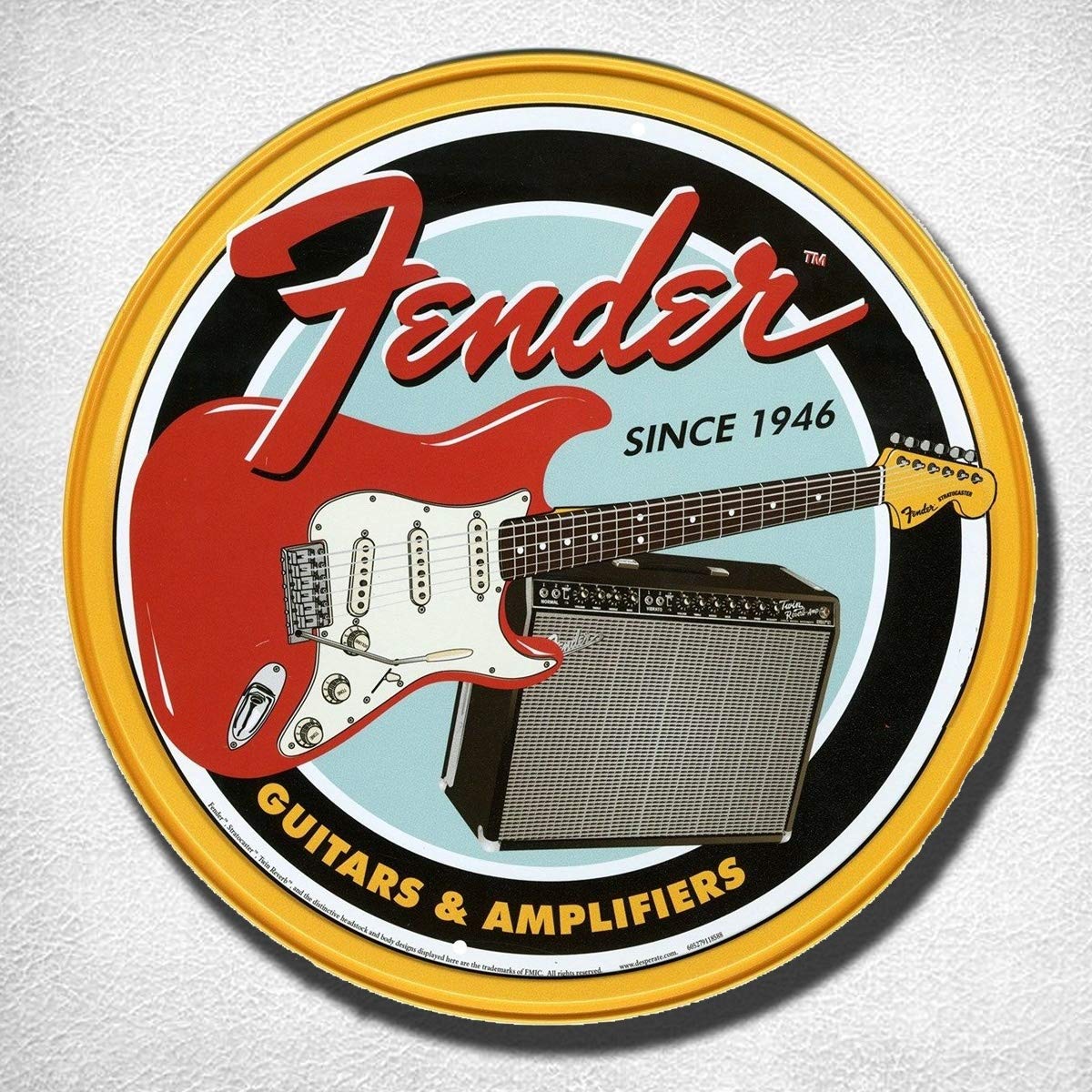 Bioprocess Metalposterc1115 Fender Guitars & Amplifiers Since 1946 Tin Sign 30X30cm Vintage Tin Sign Bar Pub Home Metal Poster Wall Art Decor Tin Sign 7.8X11.8 Inch