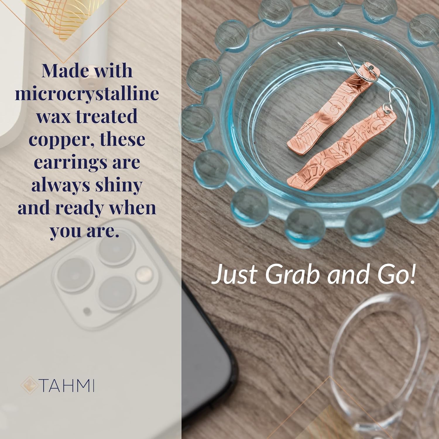 Handcrafted 2 Inch Long Dangle Earrings for Women | Lightweight Wavy Sculpted Drop Earrings | Available in Sterling Silver or Copper | Jewelry Gift Idea for Her