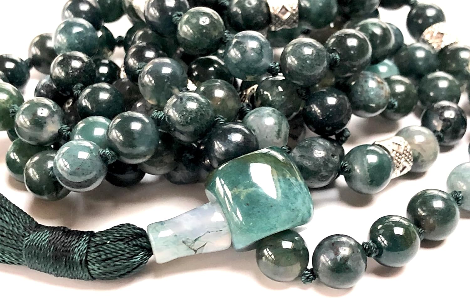 Hand-Knotted Moss Agate Mala – 108 Beads for Balance & Harmony - Image 5