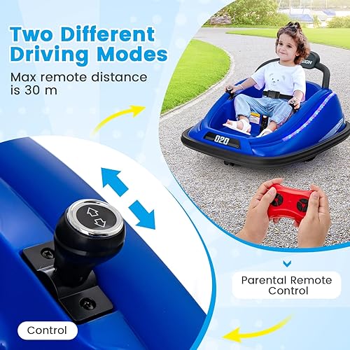 Vista 37 de OLAKIDS Coche de parachoques para niños pequeños, juguete eléctrico de 12 V para niños con control remoto, carreras de vehículos a batería para Negro