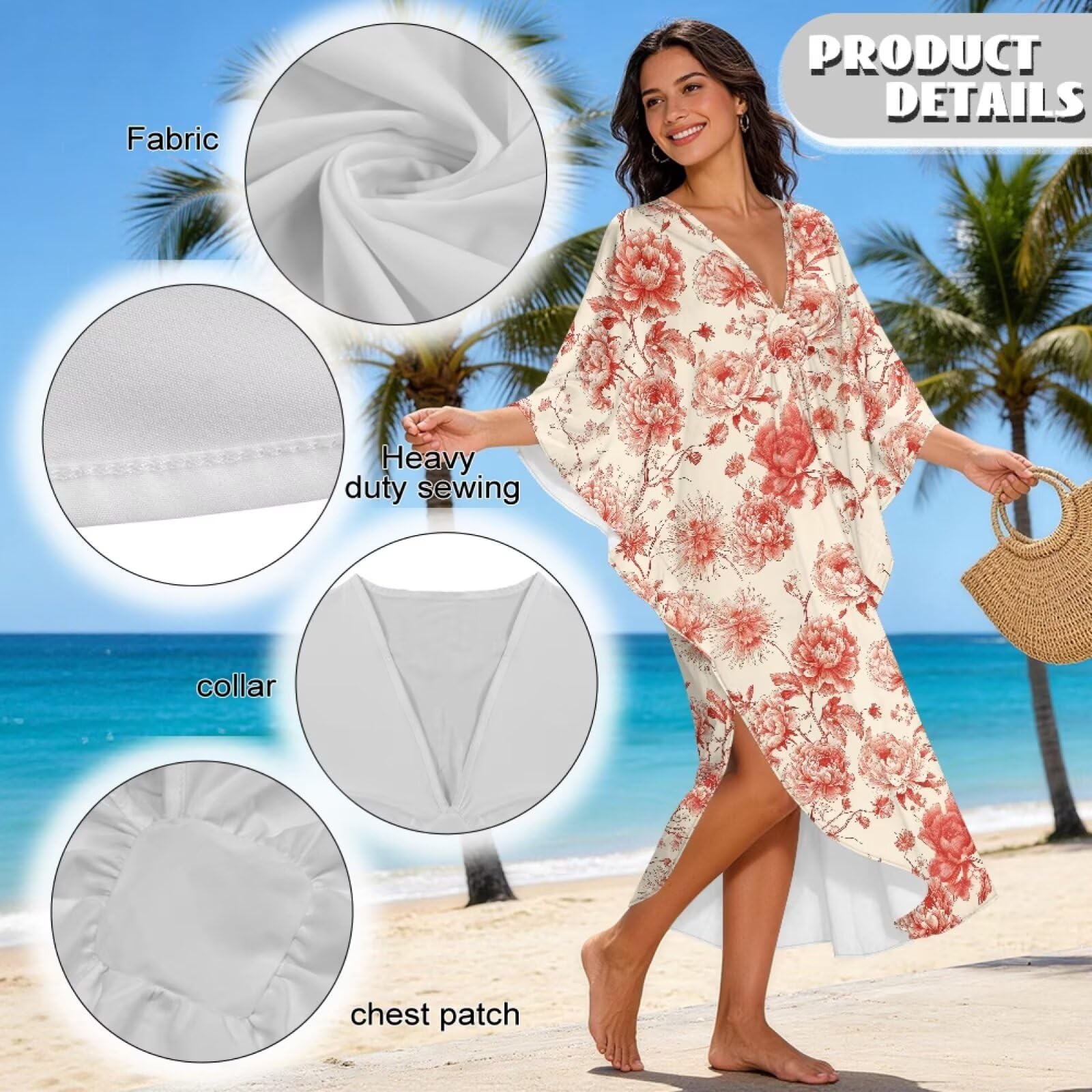 Copricostume da spiaggia da donna, con scollo a V, maxi abito da spiaggia, taglie forti, abbigliamento estivo da casa morbido