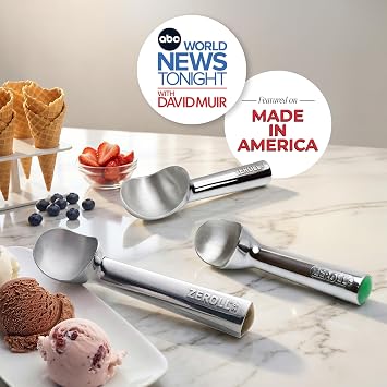 Zeroll, Size 20, in Silver 1020 Original Ice Cream Unique Liquid Filled Heat Conductive Handle Simple One Piece Aluminum Design Easy Release 40 Scoops per, 2-Ounce