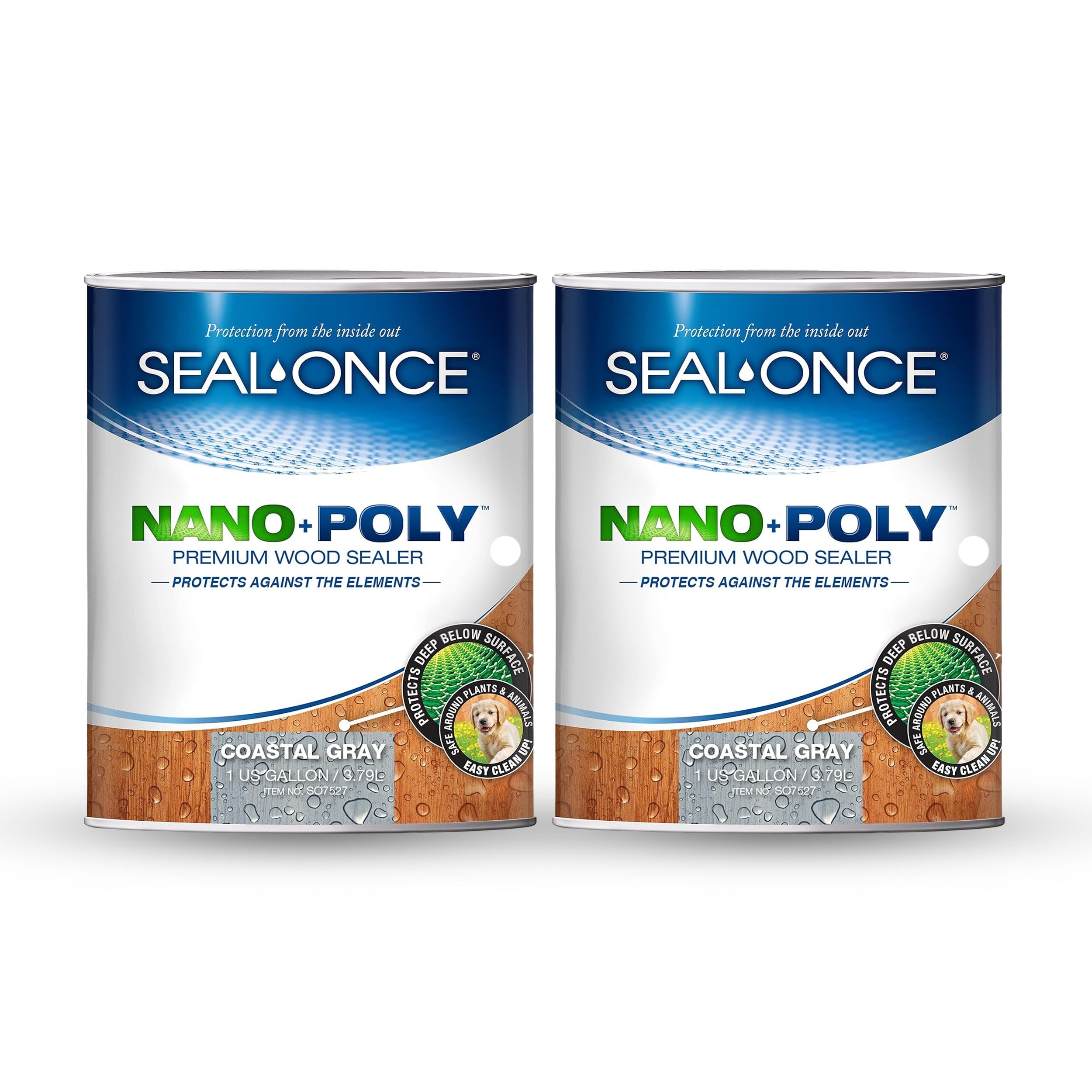 SEAL-ONCE Nano+Poly Wood Sealer and Waterproofer, Coastal Gray, 2 Gallon