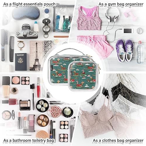 Miniatura 7 de Dachshunds Christmas Gifts Clear Toiletry Bag for Traveling,2 Pack Makeup Cosmetic Bag with Zipper,Travel Bag for Toiletries,Travel Essentials