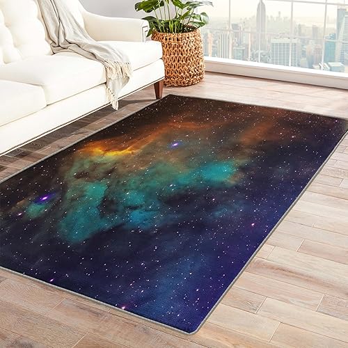 ZDABAOEC Alfombra de galaxia para niños, alfombra de 6 x 8 pies, alfombra de área de nebulosa espacial del universo para decoración de dormitorio y