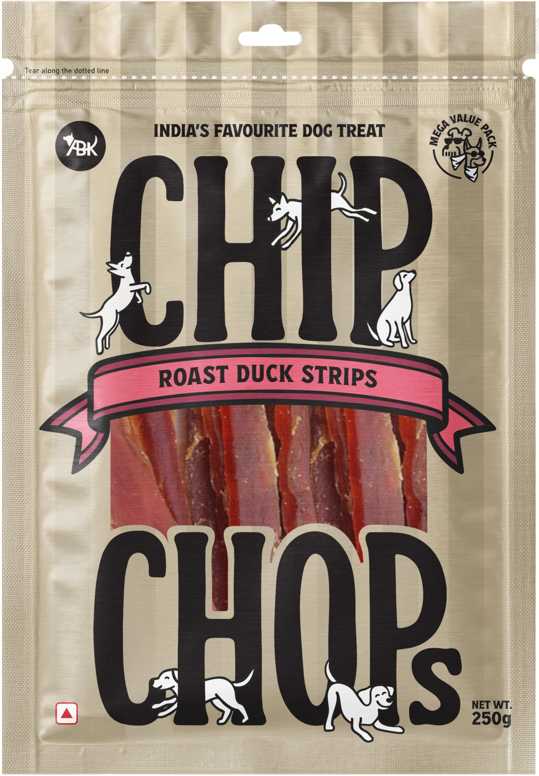 Chip Chops Roast Duck Strips Dog Treat – High Protein Natural Dog Snacks, Low Fat Reward & Training Treats, Includes Free Mini Chicken Mealworm Treat, Suitable for All Breeds,250g