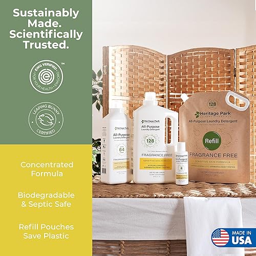 Miniatura 26 de Heritage Park - Detergente de lujo para ropa Detergente para ropa natural y enzimático probado por dermatólogos, a base de plantas, respetuoso