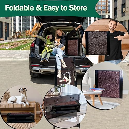 Miniatura 7 de LEQOS Rampa plegable para perros para autos, camiones, SUV, rampa portátil para mascotas para perros grandes, gatos y perros, rampa para cama,