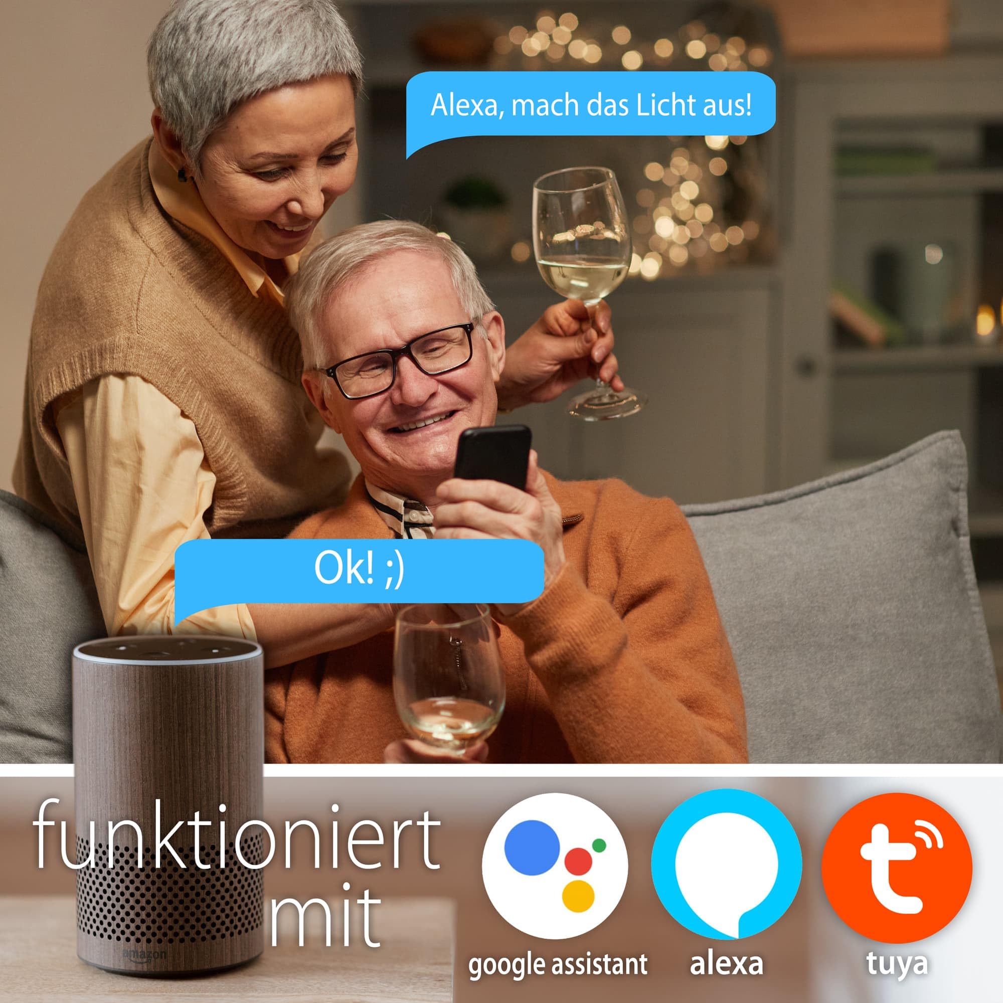Maxkomfort SMART E27 LED Leuchtmittel RGB 9W warmweiß RGBW App Steuerung WIFI Alexa und Google kompatibel (5)