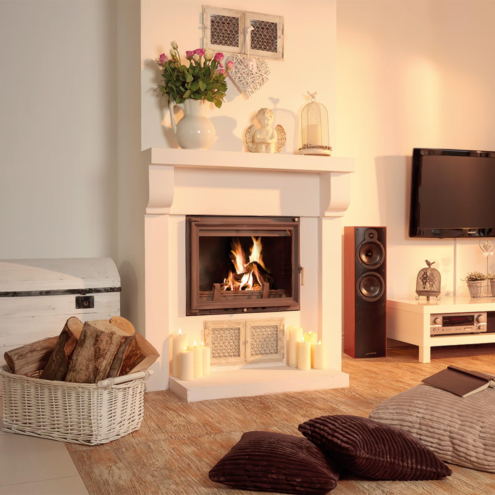 KRATKI Inserto per camino in ghisa a legna ZUZIA 15 kW Ø200 A Ecodesign fi