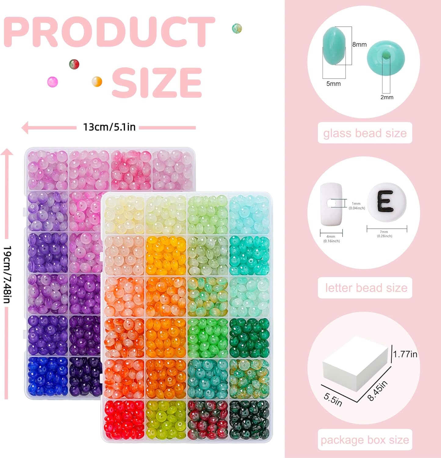 3000Pieces Glass Beads for Jewelry Making,96 Colors Special Glass Beads Friendship Beads for Bracelet Necklaces Making and DIY Crafts,Great Gifts for 6-Year-Old