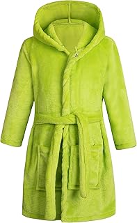 Anicosp Kids Toddler Cartoon Hooded Plush Robe Animal Pajamas Fleece Bathrobe Children Sleepwear