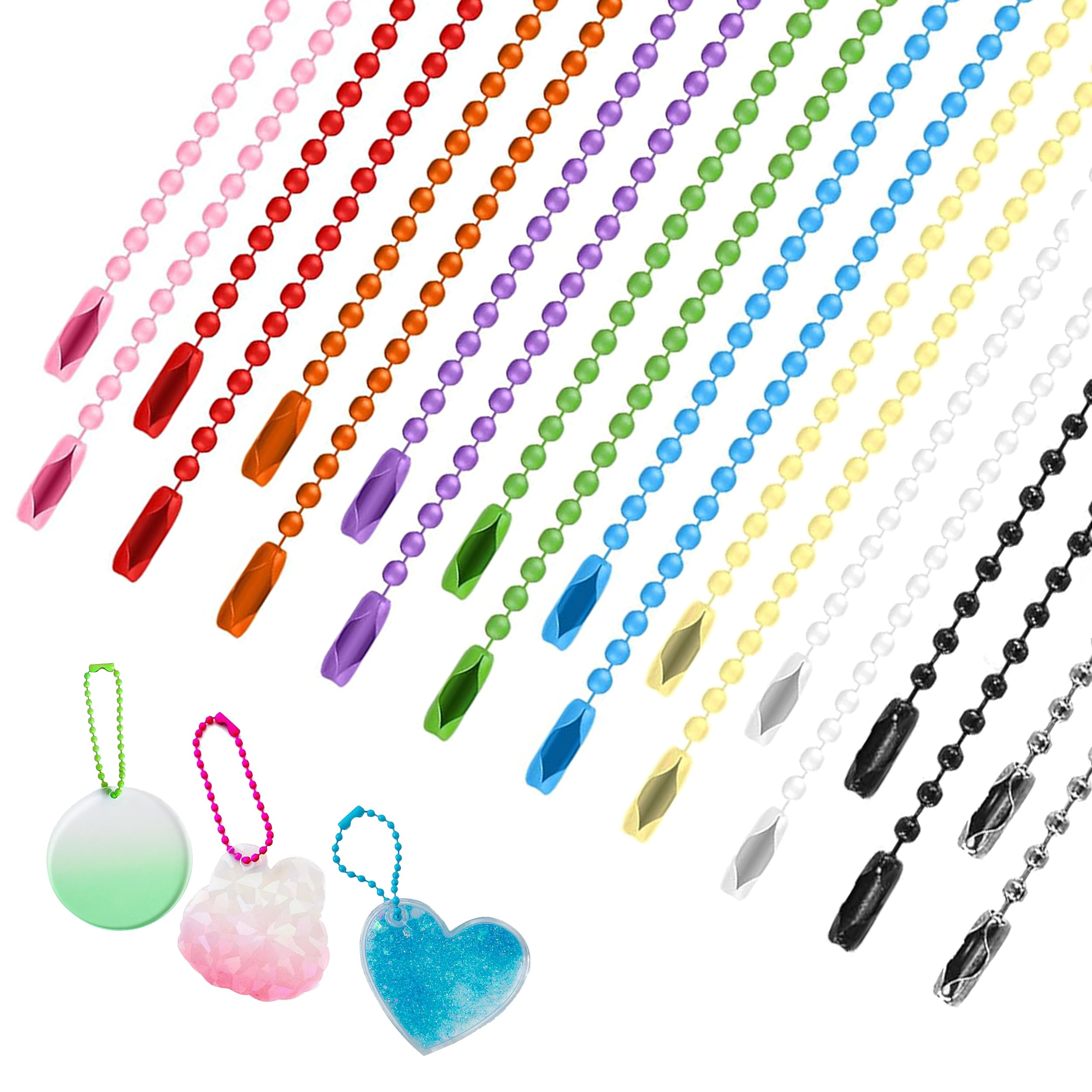 100 Cadenas De Bolas De Colores Con Conectores: Ideales Para Llaveros, Colgantes Y Manualidades