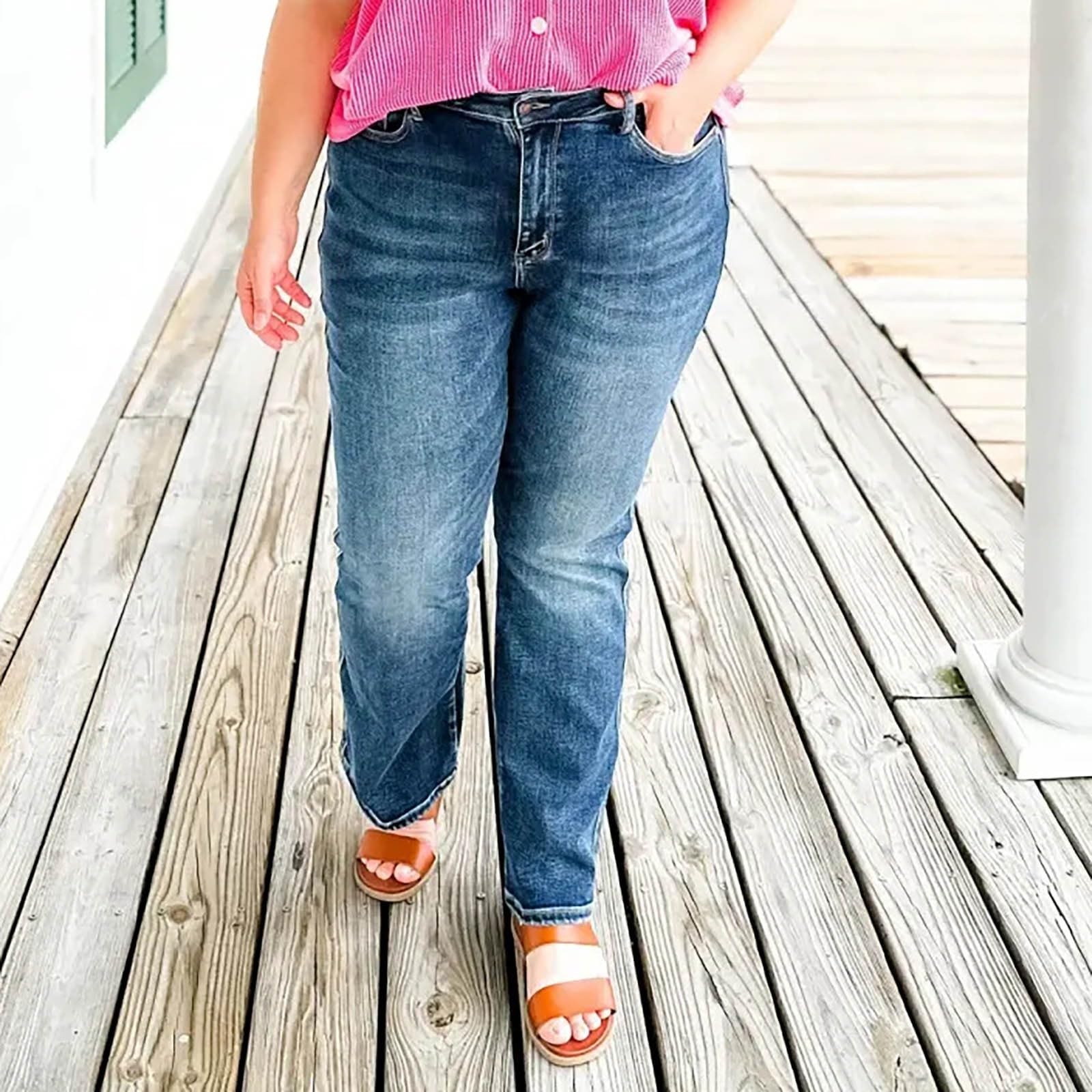 Jeans da donna elasticizzati, look vintage, eleganti, vintage, pantaloni lunghi a zampa, leggeri, per il tempo libero, eleganti, morbidi, in tessuto, casual, da trekking, comodi pantaloni da jogging