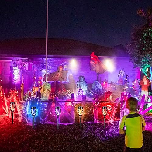 Miniatura 7 de Toodour Luces solares de llama de antorcha, paquete de 12 luces solares para exteriores con llama parpadeante, luces solares impermeables para