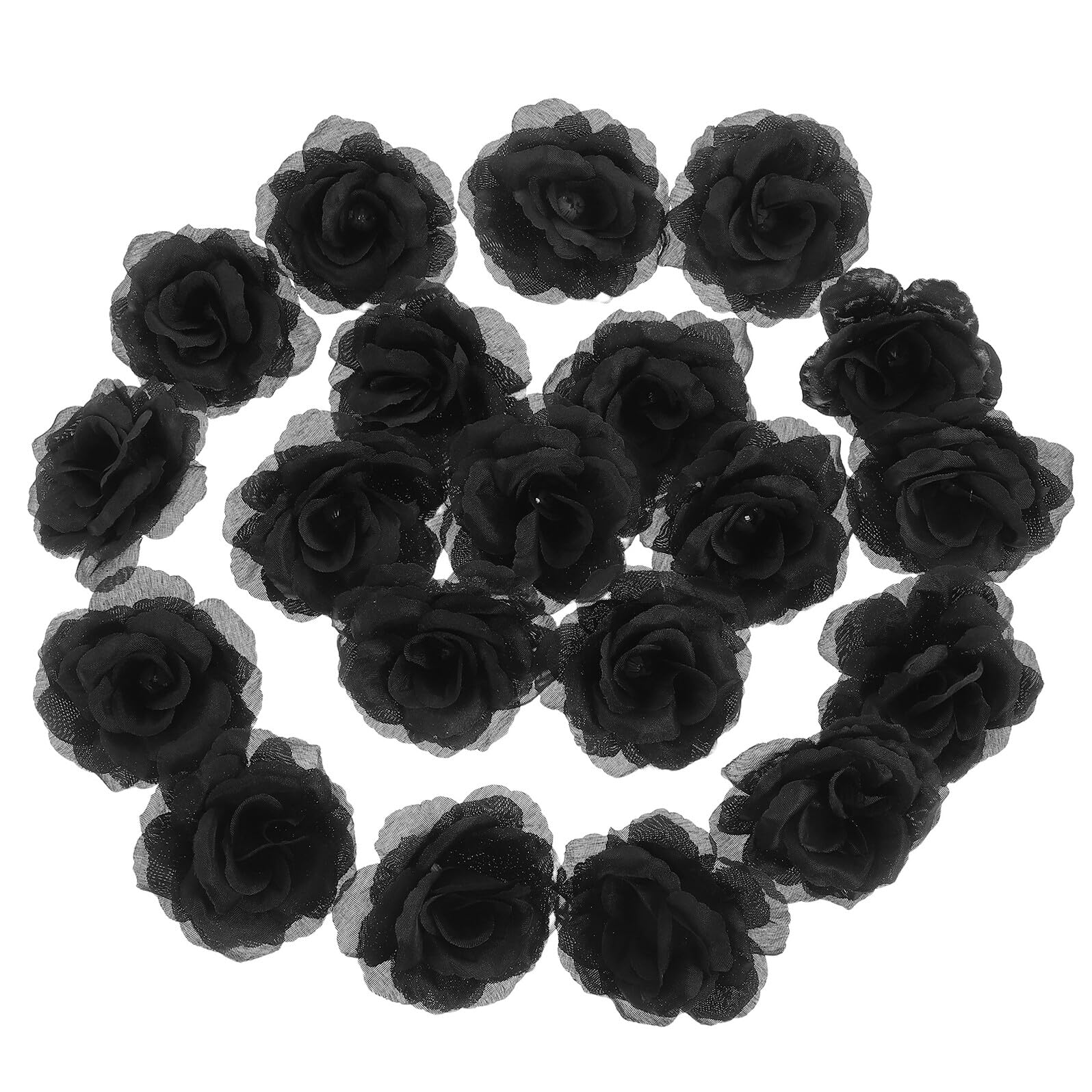 20 têtes de roses noires artificielles miniatures pour création et décors DIY