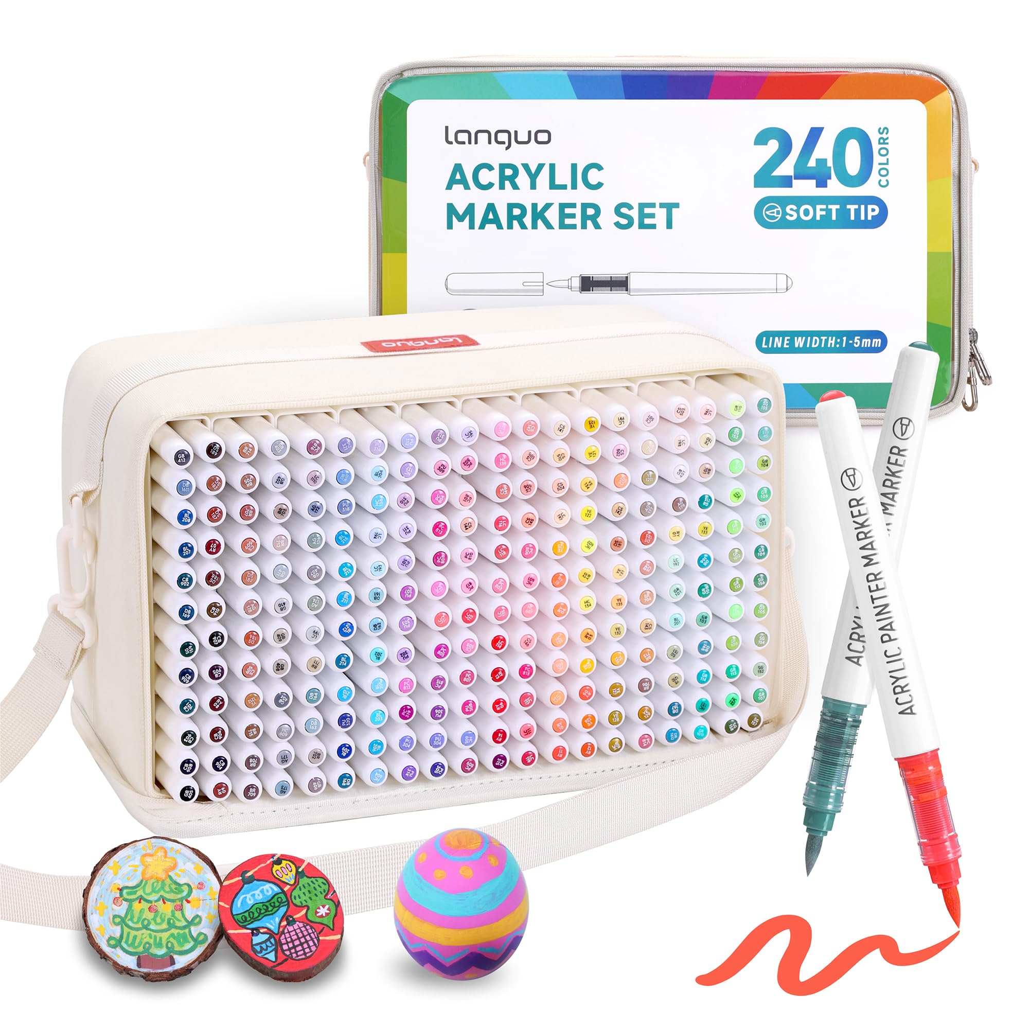 Amazon.com: languo 240 Colors Acrylic Paint Markers, Soft Brush