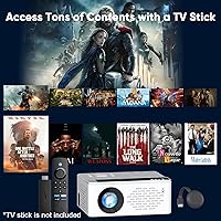 Vista 6 de TMY Mini proyector, proyector Bluetooth mejorado con pantalla, proyector portátil Full HD de 1080P, proyector de películas compatible con TV Stick