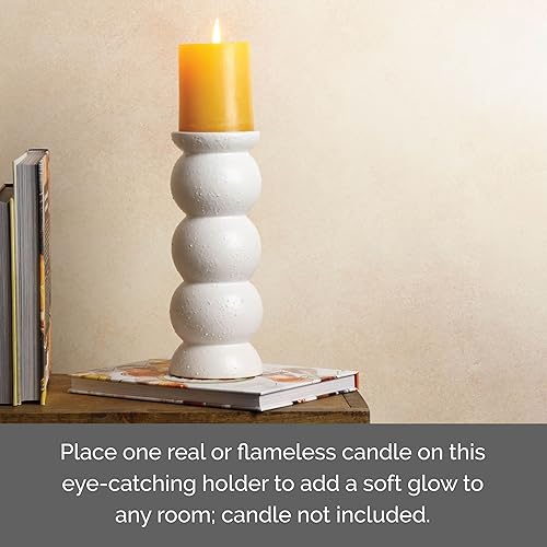 Miniatura 5 de Elements Portavelas de cerámica en forma de esfera, 10 pulgadas, blanco