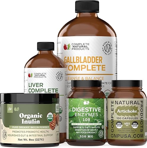 Complete Natural Products Paquete de digestión y salud intestinal: limpieza completa de desintoxicación y equilibrio digestivo