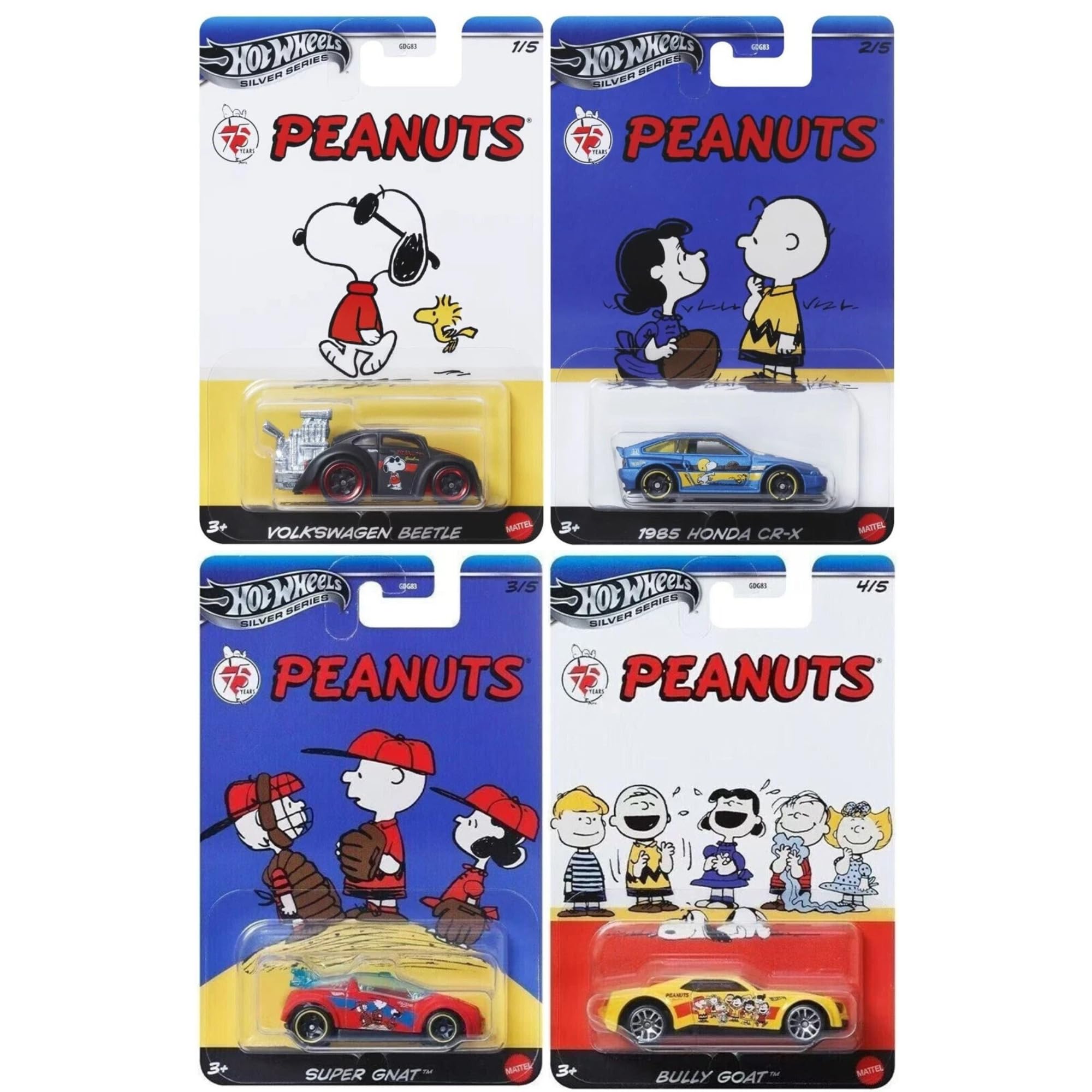 Hot Wheels 1:64 Scale Cars, Racecars, Trucks & Bikes - (Silver Series Peanuts Set of 4) โ image 1