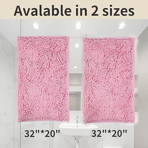 Miniatura 4 de ZiYiJuan Tapetes de baño, tapetes de baño de felpilla de lujo súper absorbentes, duraderos (rosa, 20 x 32 + 20 x 32 pulgadas)