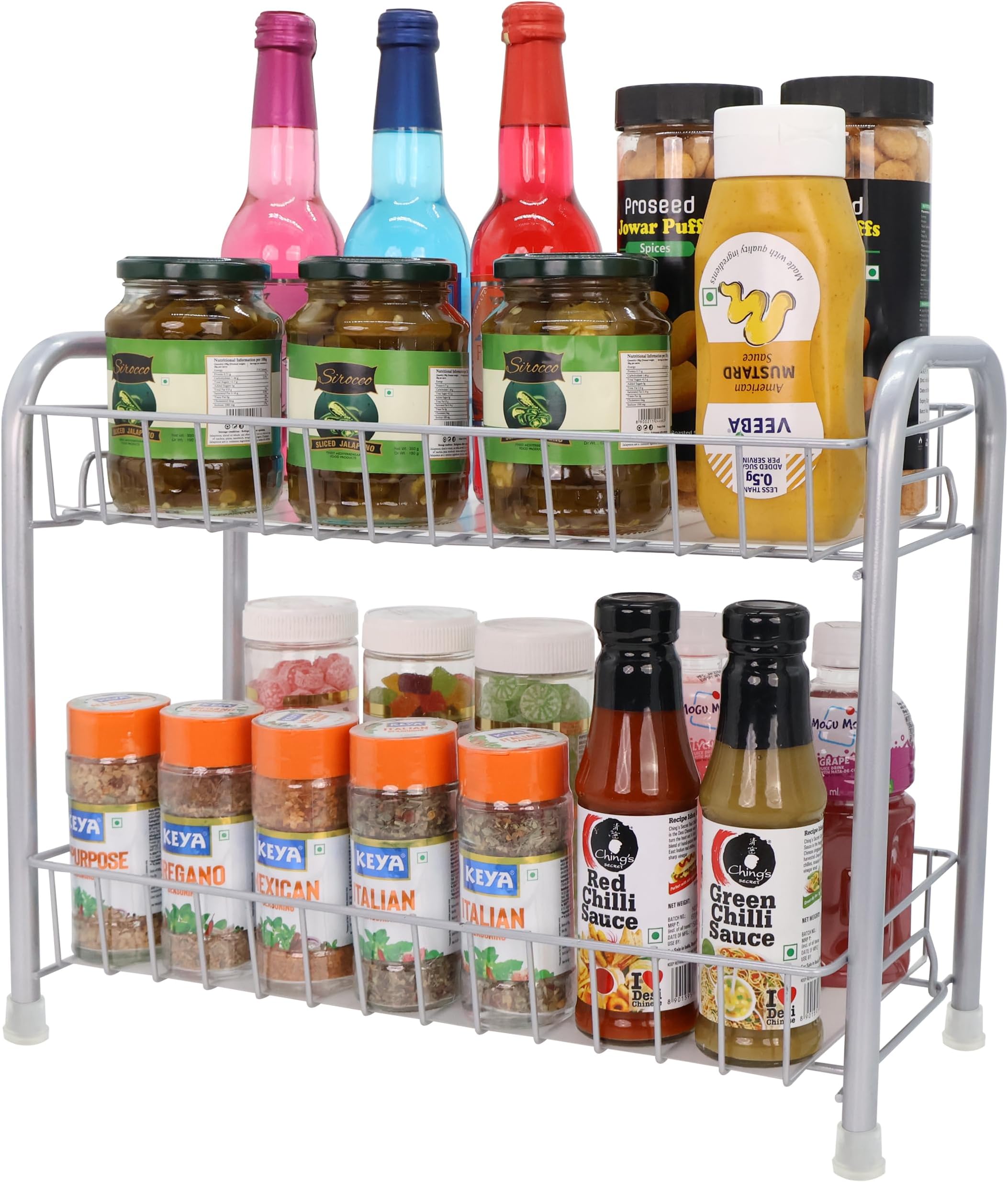 Lyrovo Countertop Organizer Organization, 2 Tier Moveable Corner Shelf for Kitchen, Bathroom, Spice Rack, Coffee Area, Over Sink, Dresser Table