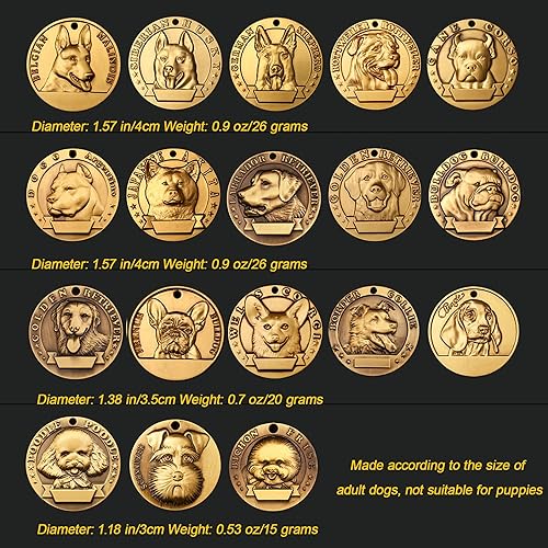 Miniatura 6 de Davisia Etiquetas de identificación para mascotas de cobre puro, etiquetas para perro personalizadas, patrón de mascota de alivio tridimensional,