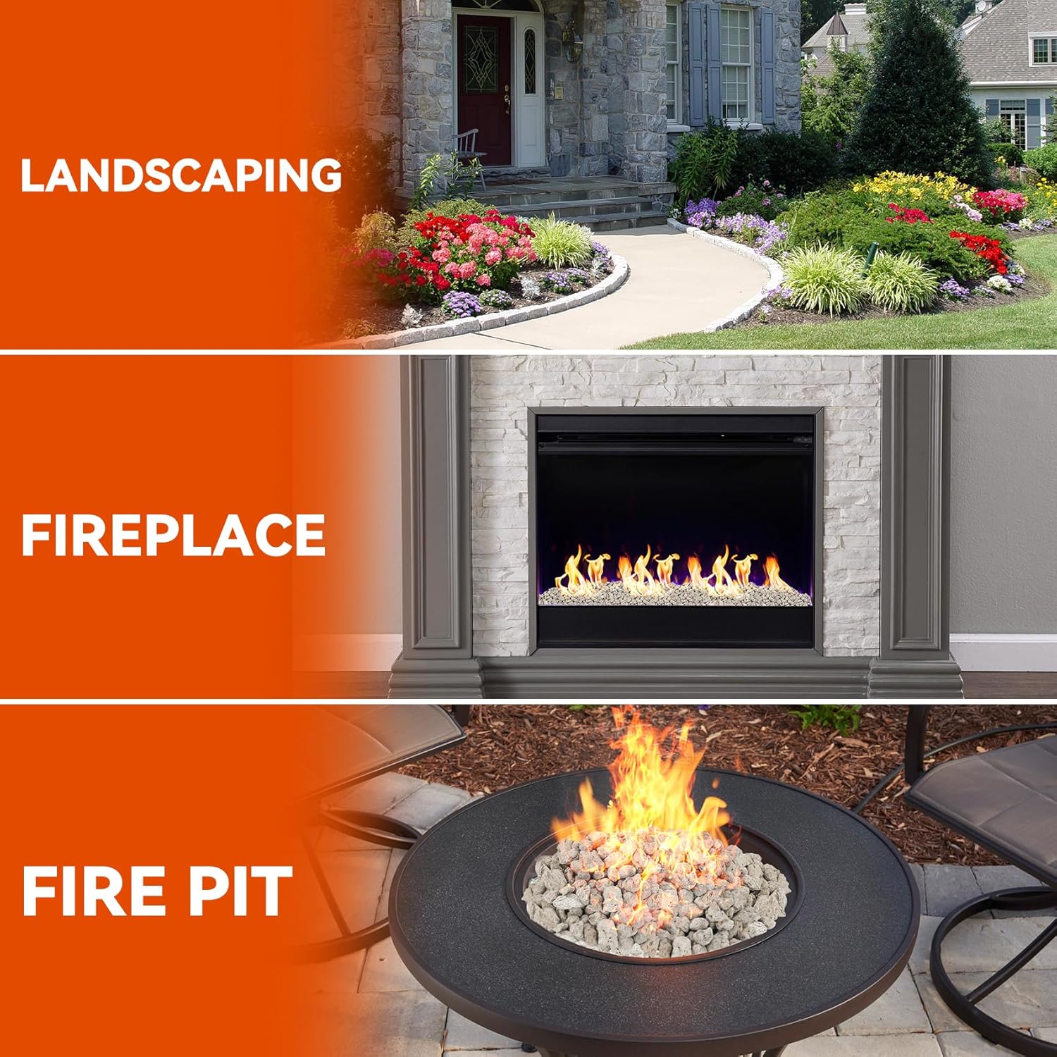 Skyflame 1"-2" Natural Volcanic Lava Rock, Fireproof and Heatproof Pumice Stone for Outland Living Bond Portable Fire Pits, Indoor Outdoor Fireplaces, Fire Bowl, Landscaping Decoration - 5Pounds