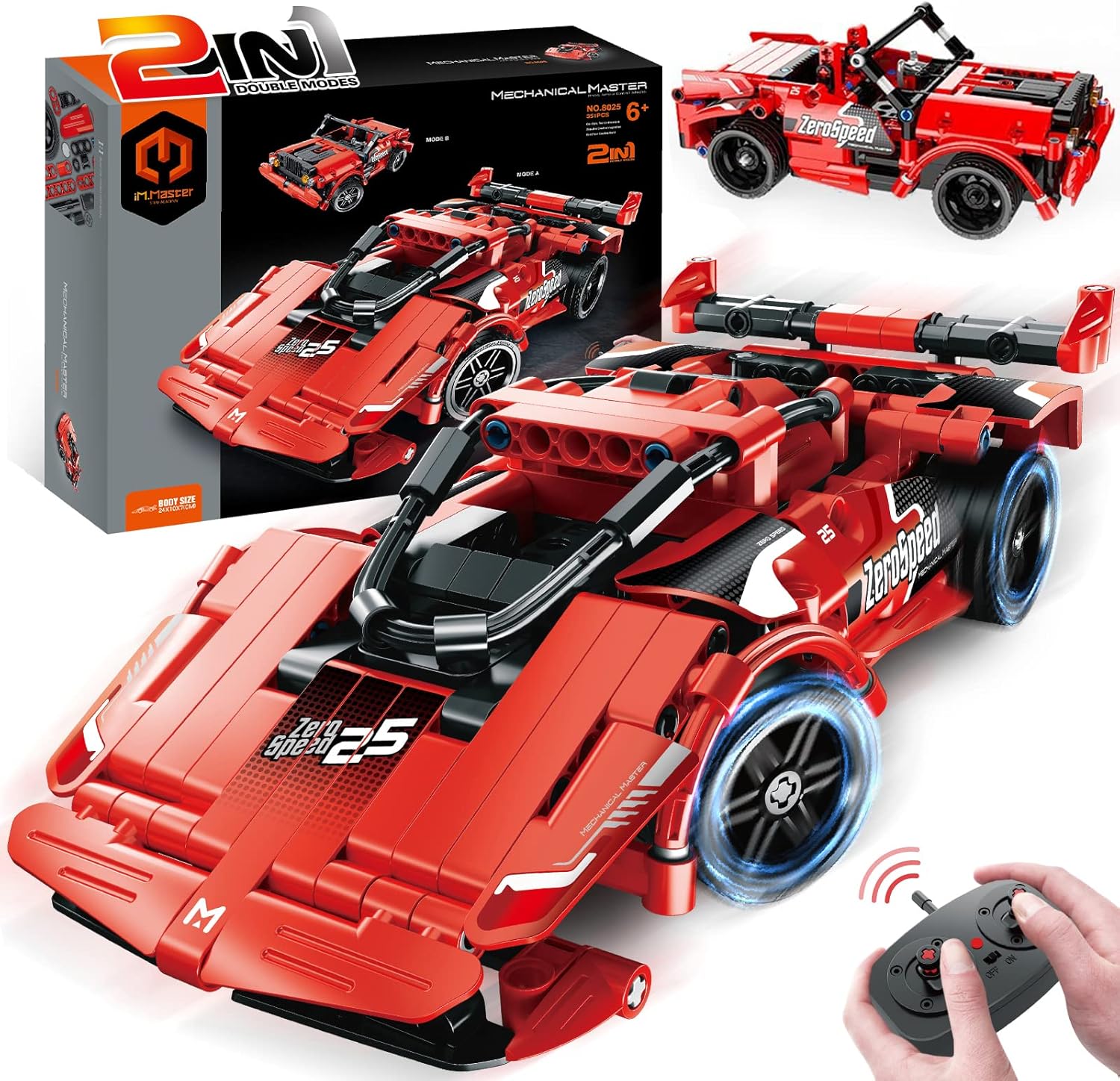 Ikidsun - Juego de construcción para niños, 2,4 GHz, 2 en 1, bloques de construcción Stem Stem de 351 piezas, regalo para niños y niñas de 6, 7, 8, 9 años