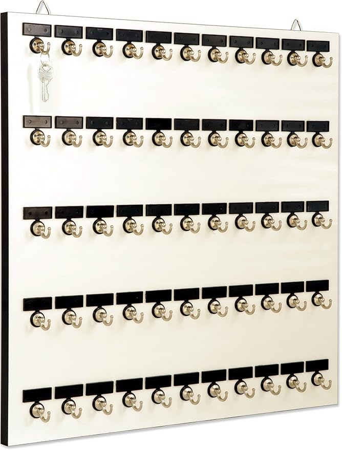 Stand Company Key Rack, Key Holder 55MWN with 55 Bolted Metal Hooks